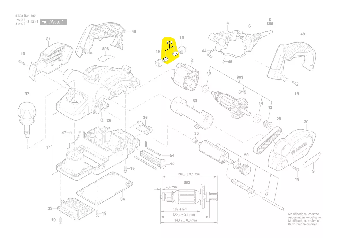 Balais charbon réf. 1 619 X09 122 pour rabot Bosch